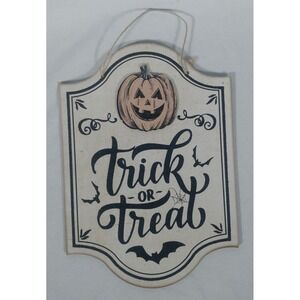 Retro Halloween Pumpkin Glitter Trick or Treat Wall Hanging Sign MDF